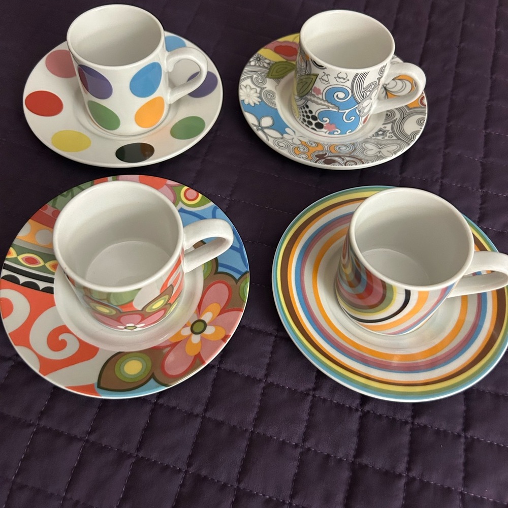 Colorful Espresso Cup and Saucer Set